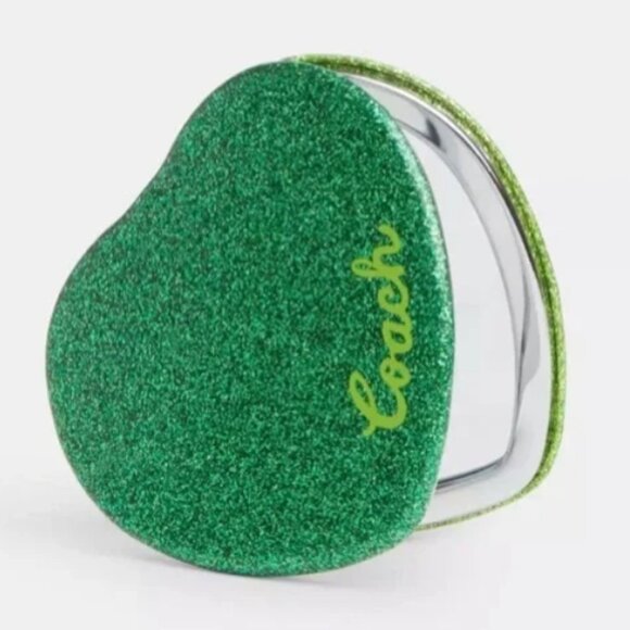 Coach Other - Coach Green Glitter Heart-Shaped Mirror NWT
